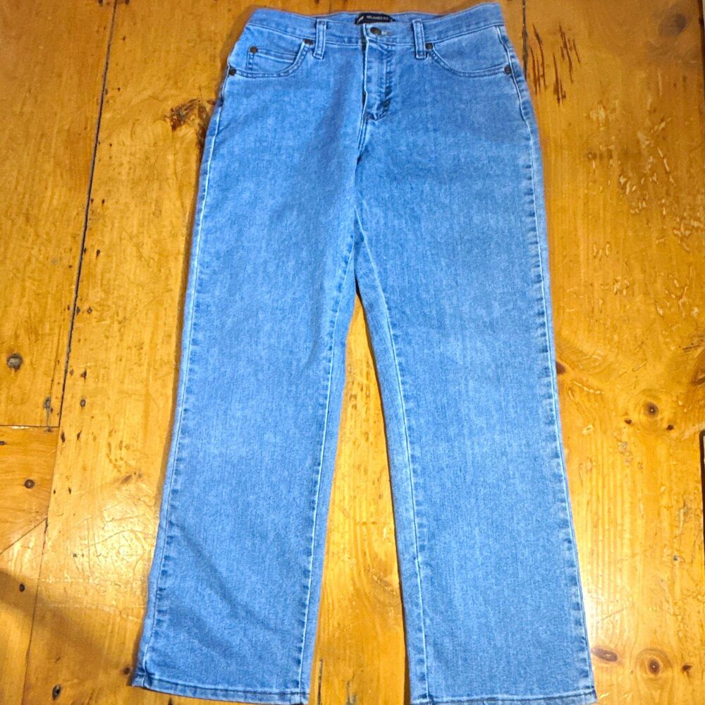 Lee Women's Blue Light Wash Denim Jeans Relaxed Straight Mid Rise Stretch 6